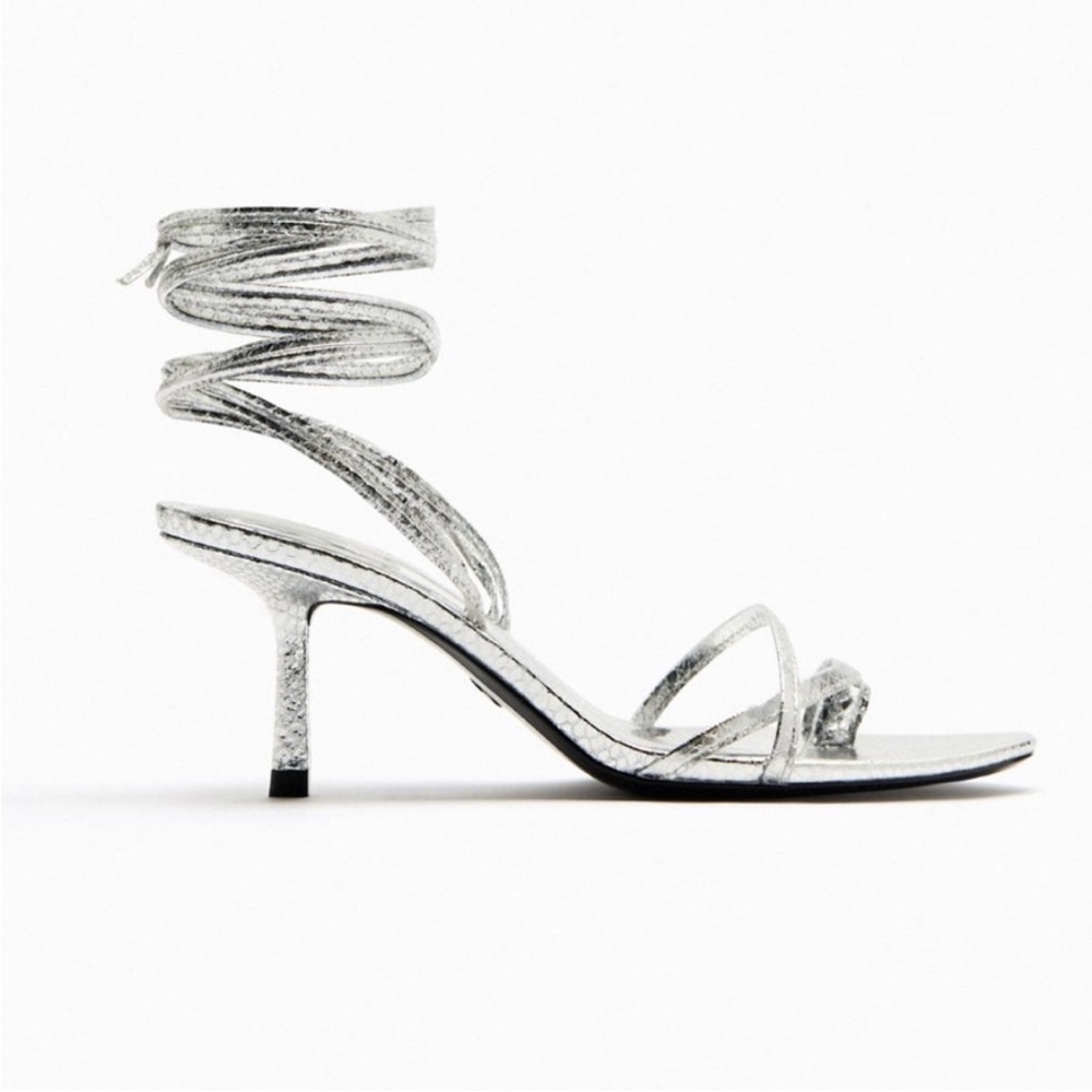 Zara metallic lace-up heels